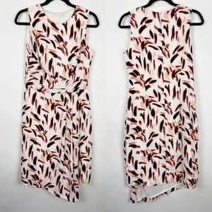 WHITE HOUSE BLACK MARKET Printed Faux Wrap Dress Womens Size 6 Asymmetric